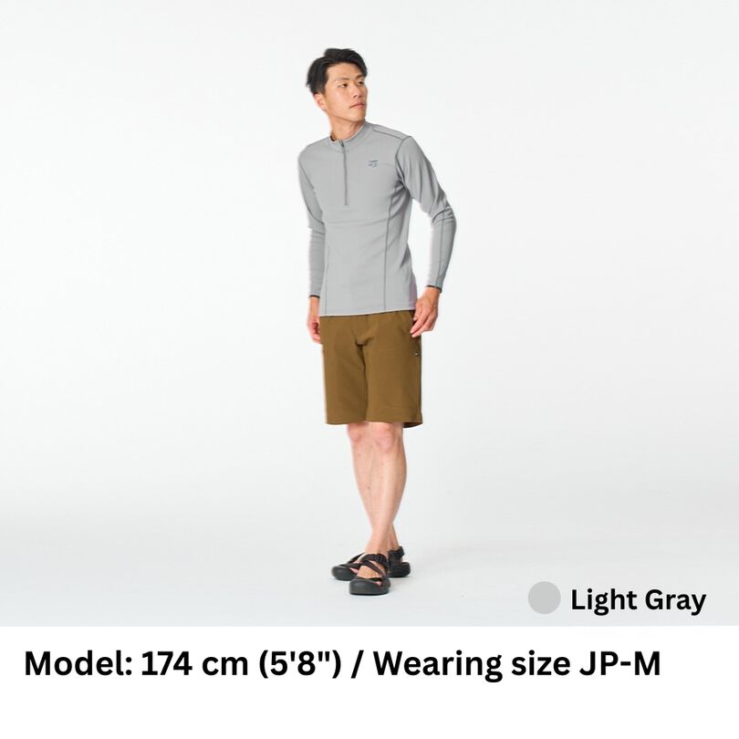 Men's FLOODRUSH Zip Neck,LIGHT GRAY, medium image number 2