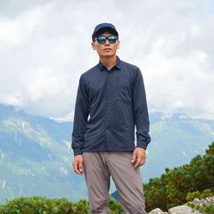 Men's Ramie Spin Knit Shirt,DARK INDIGO, small image number 2