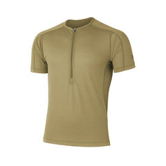 Men's Ramie Spin Air Short Sleeve Zip Neck,COYOTE BROWN, small image number 0