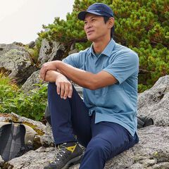 Men's Ramie Spin Knit Shirt Short Sleeve,LIGHT INDIGO, small image number 5