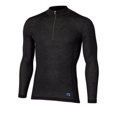 Men's Merino Spin Light Long Sleeve Zip Neck,BLACK, small image number 0