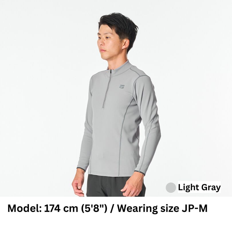 Men's FLOODRUSH Zip Neck,LIGHT GRAY, medium