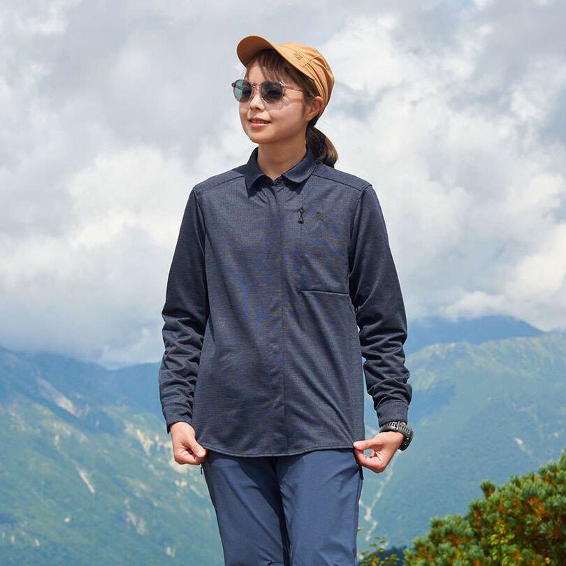 Women's Ramie Spin Knit Shirt,DARK INDIGO, medium