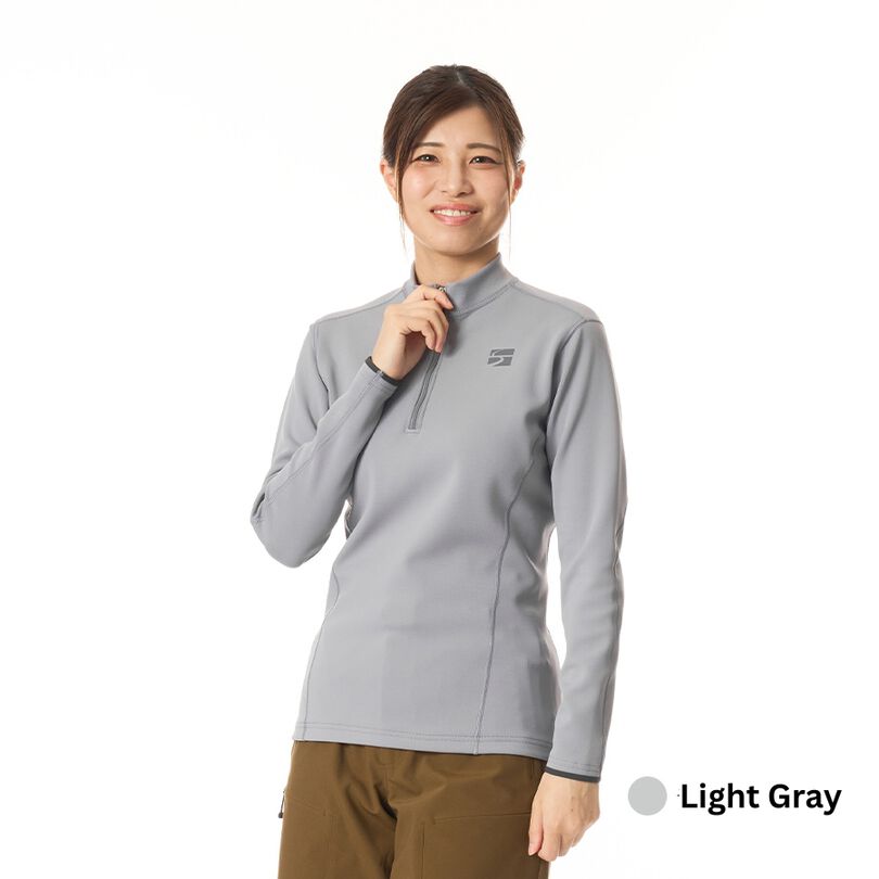 Women's FLOODRUSH Zip Neck,LIGHT GRAY, medium image number 4