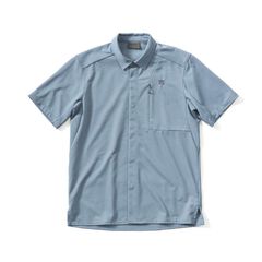 Men's Ramie Spin Knit Shirt Short Sleeve,LIGHT INDIGO, small image number 10