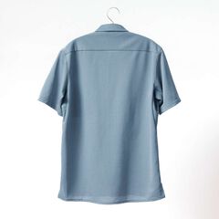 Men's Ramie Spin Knit Shirt Short Sleeve,LIGHT INDIGO, small image number 6