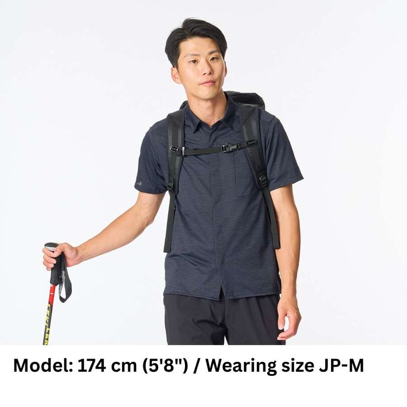 Men's Ramie Spin Knit Shirt Short Sleeve,DARK INDIGO, medium image number 6