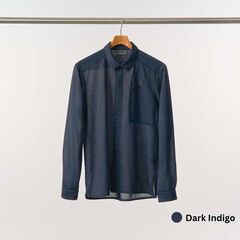 Men's Ramie Spin Knit Shirt,DARK INDIGO, small image number 5