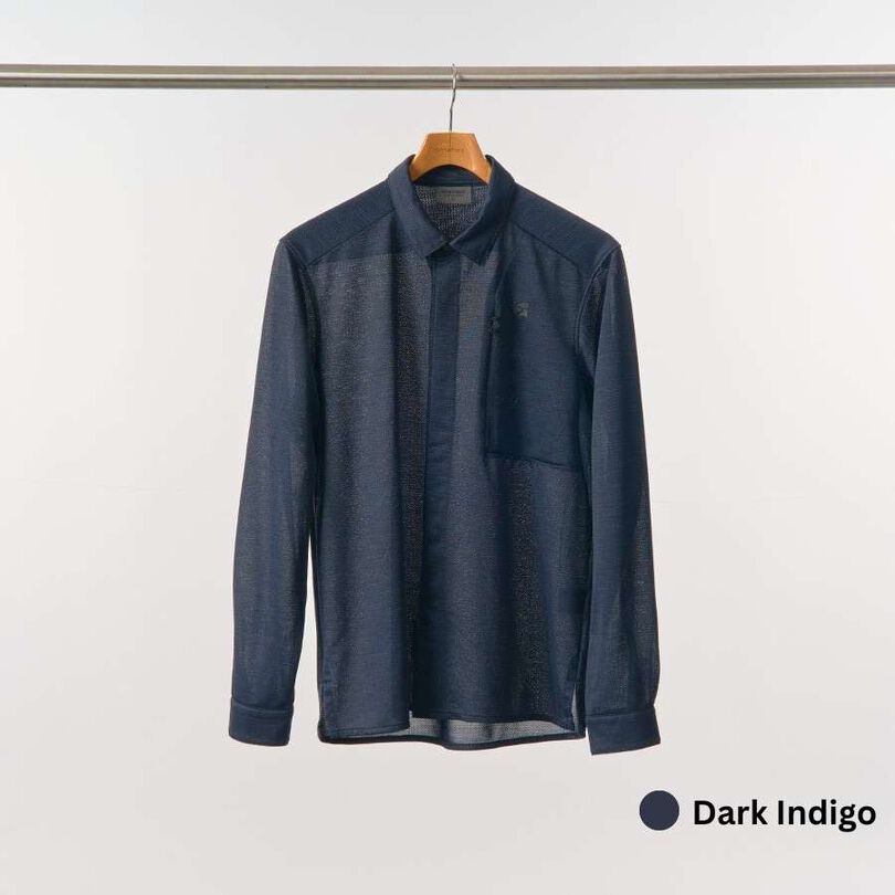 Men's Ramie Spin Knit Shirt,DARK INDIGO, medium image number 5