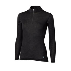 Women's Merino Spin Light Long Sleeve Zip Neck,BLACK, small image number 0