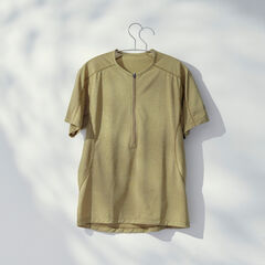 Men's Ramie Spin Air Short Sleeve Zip Neck,COYOTE BROWN, small image number 1