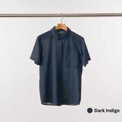 Women's Ramie Spin Knit Shirt Short Sleeve,DARK INDIGO, small image number 1