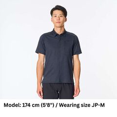 Men's Ramie Spin Knit Shirt Short Sleeve,DARK INDIGO, small image number 1
